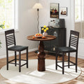 Dining Chair Set of 2 with Footrests and Solid Wood Frame-Gray - Gray - Dining Chairs