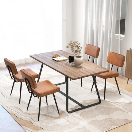 Dining Chair Set of 2 with Padded Backrest and Seat-Brown - Brown - Dining Chairs