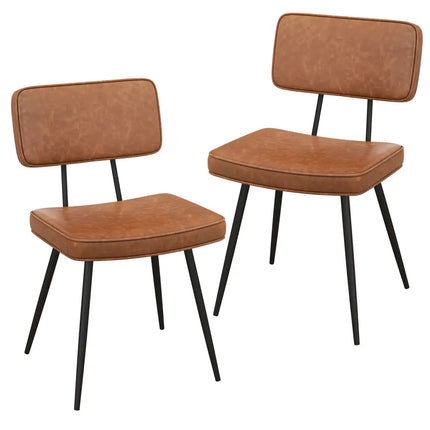 Dining Chair Set of 2 with Padded Backrest and Seat-Brown - Brown - Dining Chairs