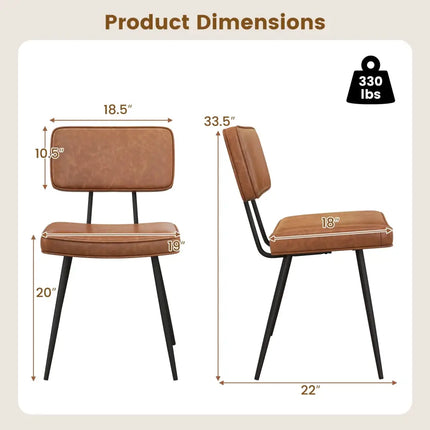 Dining Chair Set of 2 with Padded Backrest and Seat-Brown - Brown - Dining Chairs