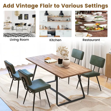 Dining Chair Set of 2 with Padded Backrest and Seat-Dark Green - Dark Green - Dining Chairs