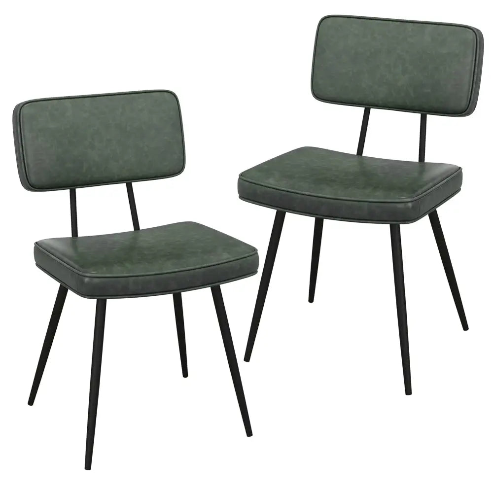 Dining Chair Set of 2 with Padded Backrest and Seat-Dark Green - Dark Green - Dining Chairs