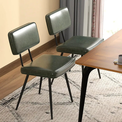 Dining Chair Set of 2 with Padded Backrest and Seat-Dark Green - Dark Green - Dining Chairs
