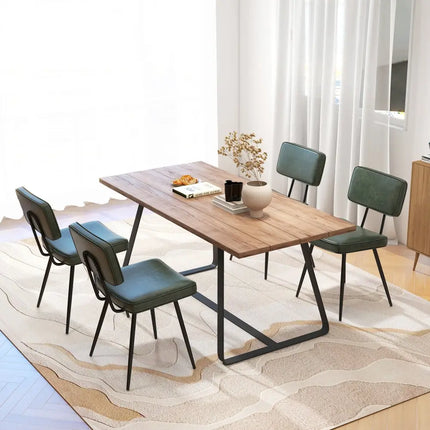 Dining Chair Set of 2 with Padded Backrest and Seat-Dark Green - Dark Green - Dining Chairs