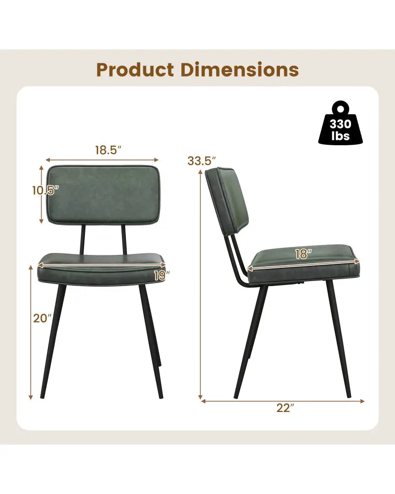 Dining Chair Set of 2 with Padded Backrest and Seat-Dark Green - Dark Green - Dining Chairs