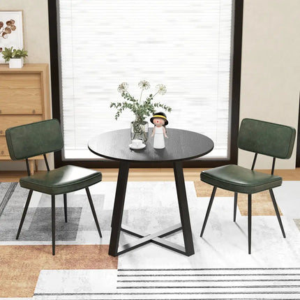Dining Chair Set of 2 with Padded Backrest and Seat-Dark Green - Dark Green - Dining Chairs
