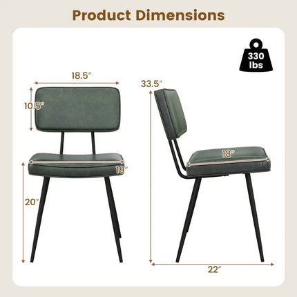 Dining Chair Set of 2 with Padded Backrest and Seat-Dark Green - Dark Green - Dining Chairs