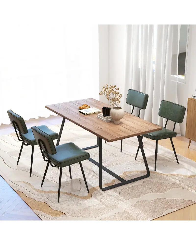 Dining Chair Set of 2 with Padded Backrest and Seat-Dark Green - Dark Green - Dining Chairs