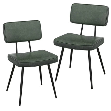 Dining Chair Set of 2 with Padded Backrest and Seat-Dark Green - Dark Green - Dining Chairs