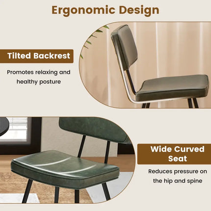 Dining Chair Set of 2 with Padded Backrest and Seat-Dark Green - Dark Green - Dining Chairs