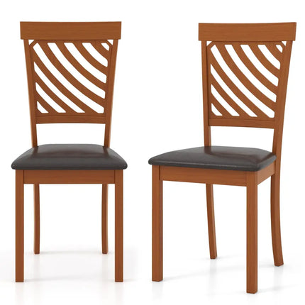Dining Chair Set of 2 with Rubber Wood Legs and Ergonomic Back for Dining Room-Walnut - Walnut - Dining Chairs