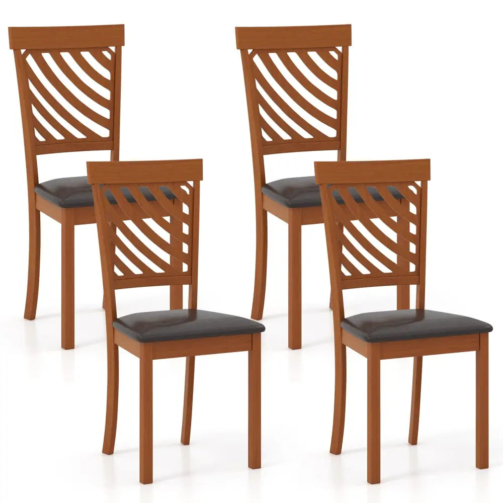 Dining Chair Set of 2 with Rubber Wood Legs and Ergonomic Back for Dining Room-Walnut - Walnut - Dining Chairs