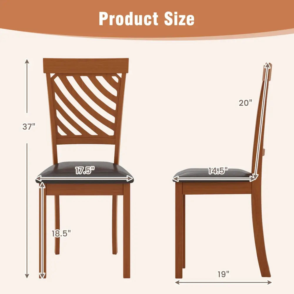 Dining Chair Set of 2 with Rubber Wood Legs and Ergonomic Back for Dining Room-Walnut - Walnut - Dining Chairs