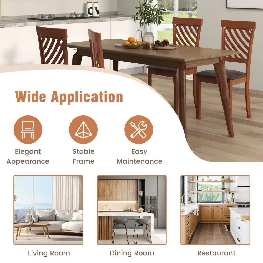 Dining Chair Set of 2 with Rubber Wood Legs and Ergonomic Back for Dining Room-Walnut - Walnut - Dining Chairs