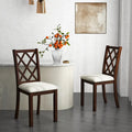 Dining Chair Set of 2 Wood Kitchen Chairs with Upholstered Seat Cushion and Rubber Wood Legs-Brown - Brown - Dining