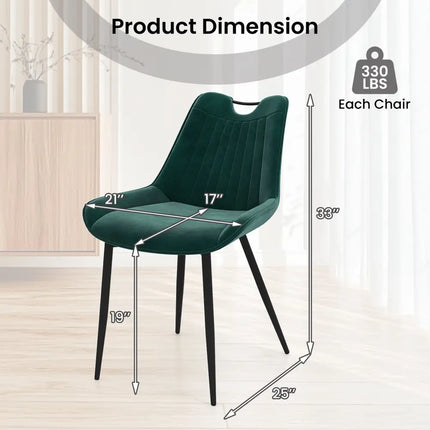 Dining Chair Set of 4 Faux Leather Upholstered Kitchen Chairs with Metal Legs-Turquoise - Turquoise - Kitchen & Dining
