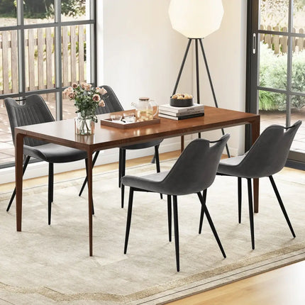 Dining Chair Set of 4 Faux Leather Upholstered Kitchen Chairs with Metal Legs-Gray - Gray - Kitchen & Dining