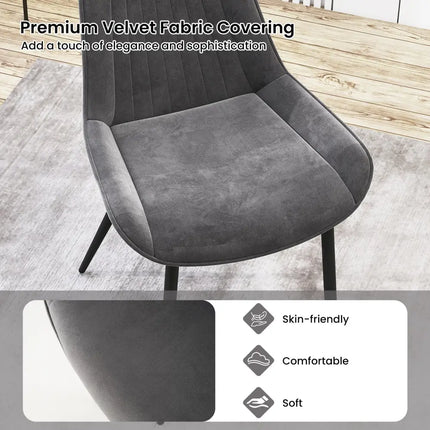 Dining Chair Set of 4 Faux Leather Upholstered Kitchen Chairs with Metal Legs-Gray - Gray - Kitchen & Dining