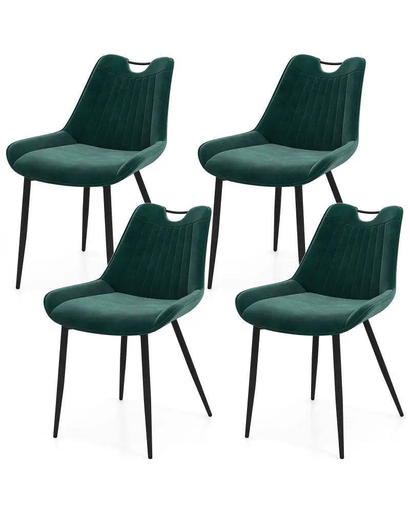 Dining Chair Set of 4 Faux Leather Upholstered Kitchen Chairs with Metal Legs-Turquoise - Turquoise - Dining Chairs
