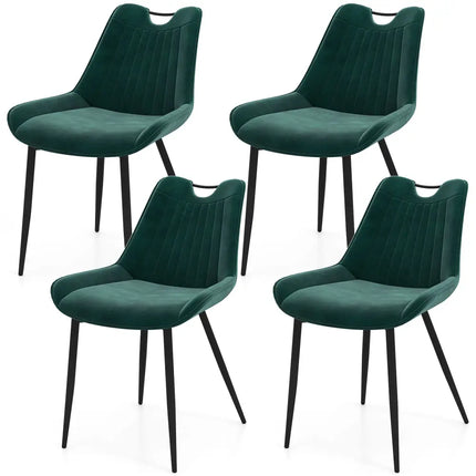 Dining Chair Set of 4 Faux Leather Upholstered Kitchen Chairs with Metal Legs-Turquoise - Turquoise - Kitchen & Dining