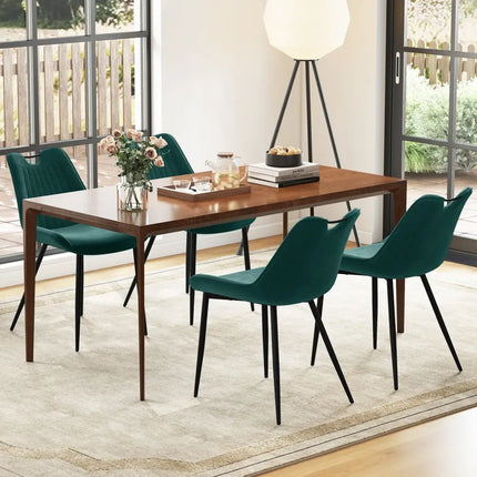 Dining Chair Set of 4 Faux Leather Upholstered Kitchen Chairs with Metal Legs-Turquoise - Turquoise - Kitchen & Dining
