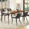 Dining Chair Set of 4 Faux Leather Upholstered Kitchen Chairs with Metal Legs-Gray - Gray - Dining Chairs