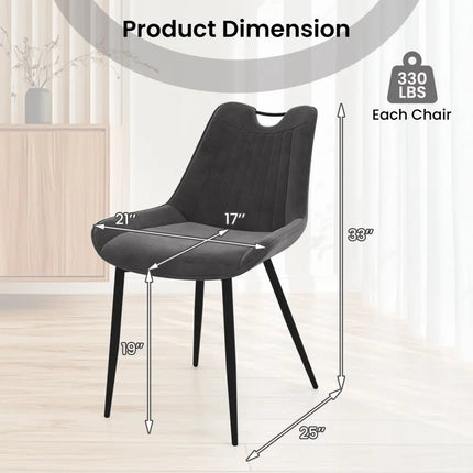 Dining Chair Set of 4 Faux Leather Upholstered Kitchen Chairs with Metal Legs-Gray - Gray - Kitchen & Dining