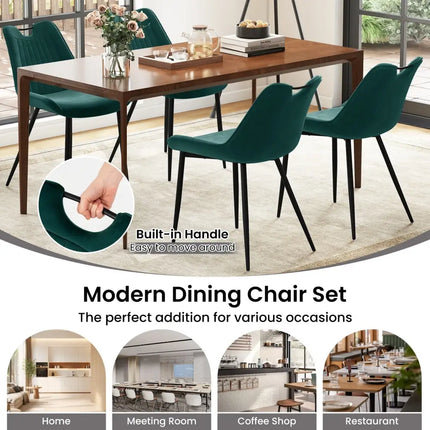 Dining Chair Set of 4 Faux Leather Upholstered Kitchen Chairs with Metal Legs-Turquoise - Turquoise - Kitchen & Dining