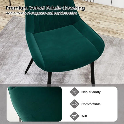 Dining Chair Set of 4 Faux Leather Upholstered Kitchen Chairs with Metal Legs-Turquoise - Turquoise - Kitchen & Dining