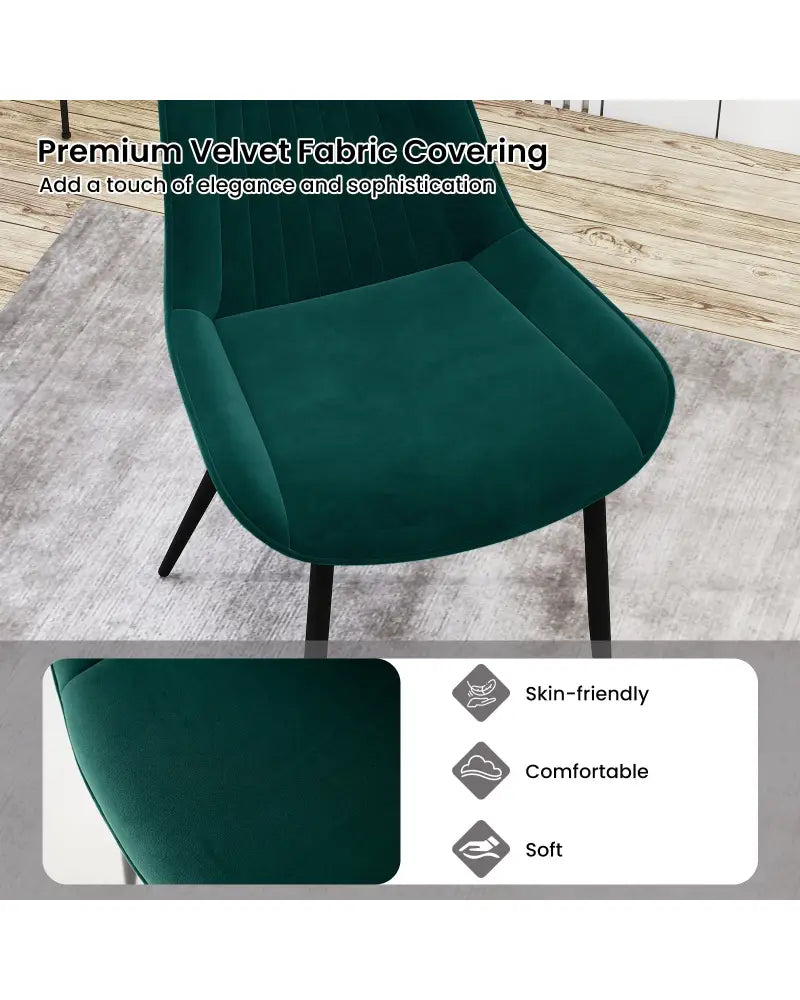 Dining Chair Set of 4 Faux Leather Upholstered Kitchen Chairs with Metal Legs-Turquoise - Turquoise - Dining Chairs