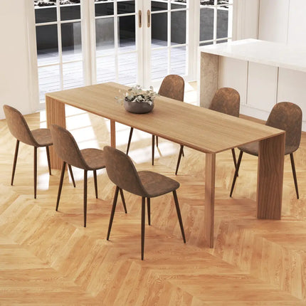 Dining Chair Set of 4 Faux PU Leather Upholstered Kitchen Chairs with Metal Legs-Brown - Brown - Dining Chairs