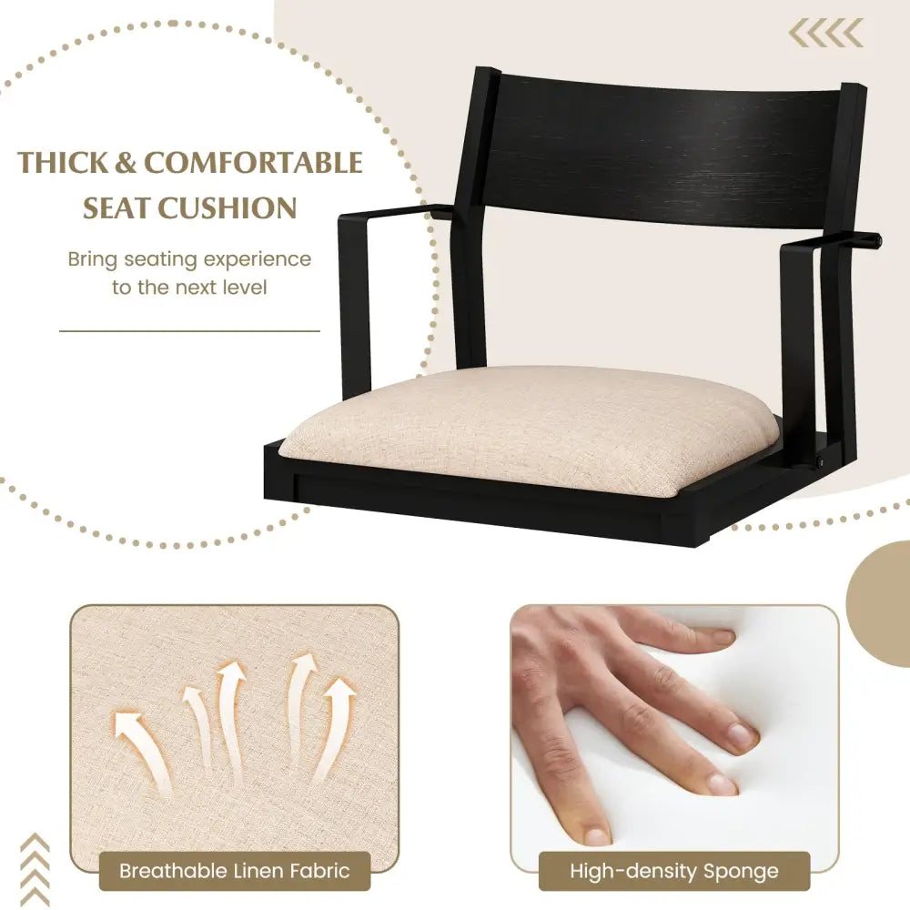 Dining Chair with Contoured Backrest and Padded Seat Set of 2-Beige - Beige - Dining Chairs