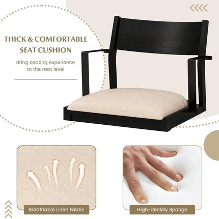 Dining Chair with Contoured Backrest and Padded Seat Set of 2-Beige - Beige - Dining Chairs