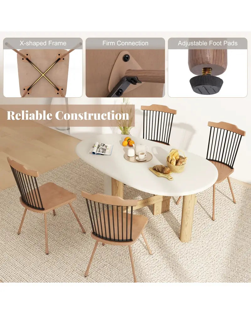 Dining Chair with Spindle Back and Ergonomic Contoured Seat Set of 2-Natural - Natural - Dining Chairs