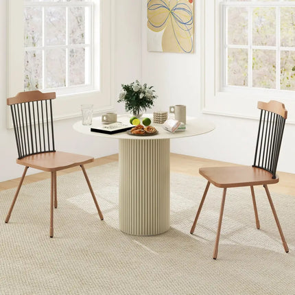 Dining Chair with Spindle Back and Ergonomic Contoured Seat Set of 2-Natural - Natural - Kitchen & Dining