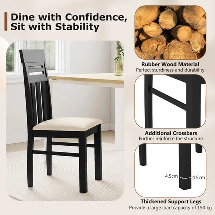 Dining Chairs High Back Dining Room Chairs Set of 2-Black - Black - Dining Chairs