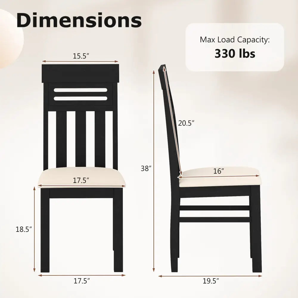 Dining Chairs High Back Dining Room Chairs Set of 2-Black - Black - Dining Chairs