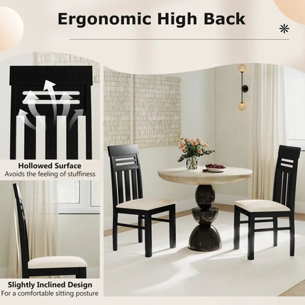 Dining Chairs High Back Dining Room Chairs Set of 2-Black - Black - Dining Chairs