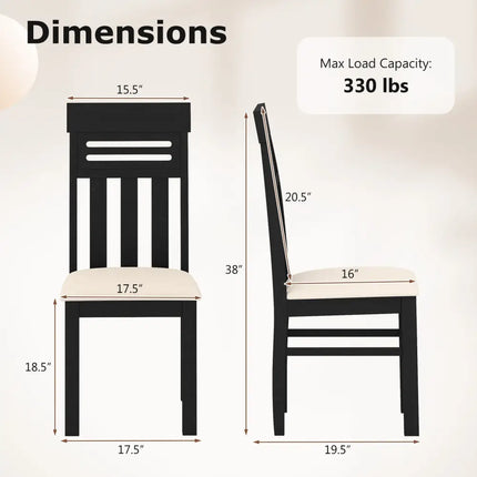 Dining Chairs High Back Dining Room Chairs Set of 2-Black - Black - Dining Chairs