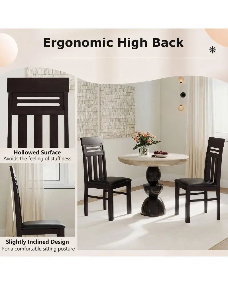 Dining Chairs High Back Dining Room Chairs Set of 2-Brown - Brown - Dining Chairs