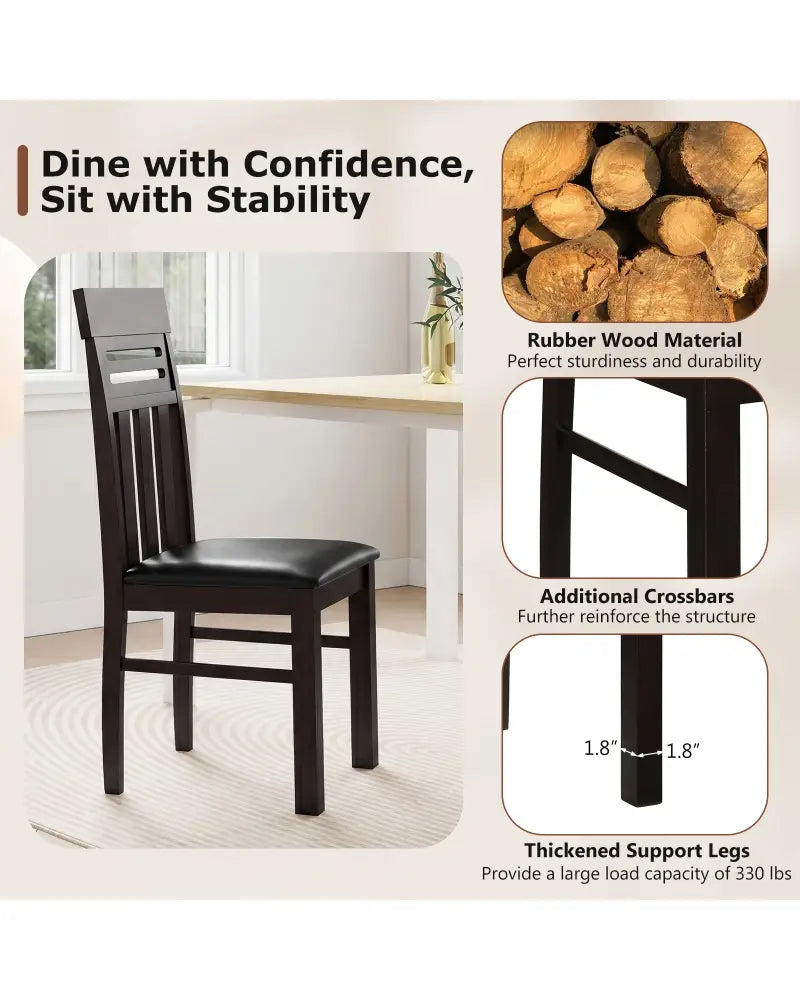 Dining Chairs High Back Dining Room Chairs Set of 2-Brown - Brown - Dining Chairs