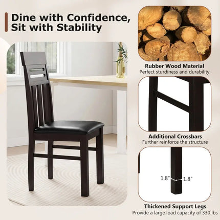 Dining Chairs High Back Dining Room Chairs Set of 2-Brown - Brown - Dining Chairs