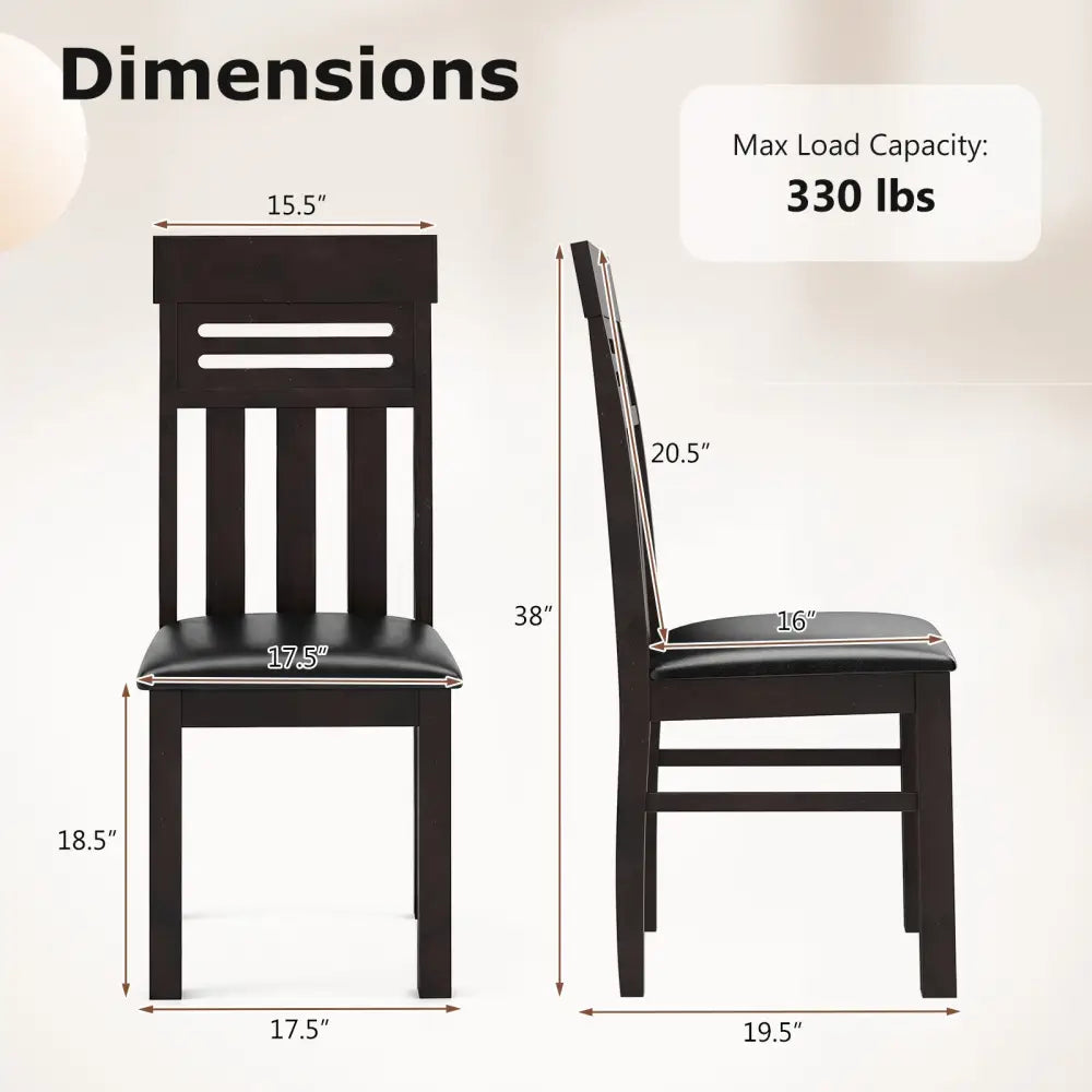Dining Chairs High Back Dining Room Chairs Set of 2-Brown - Brown - Dining Chairs