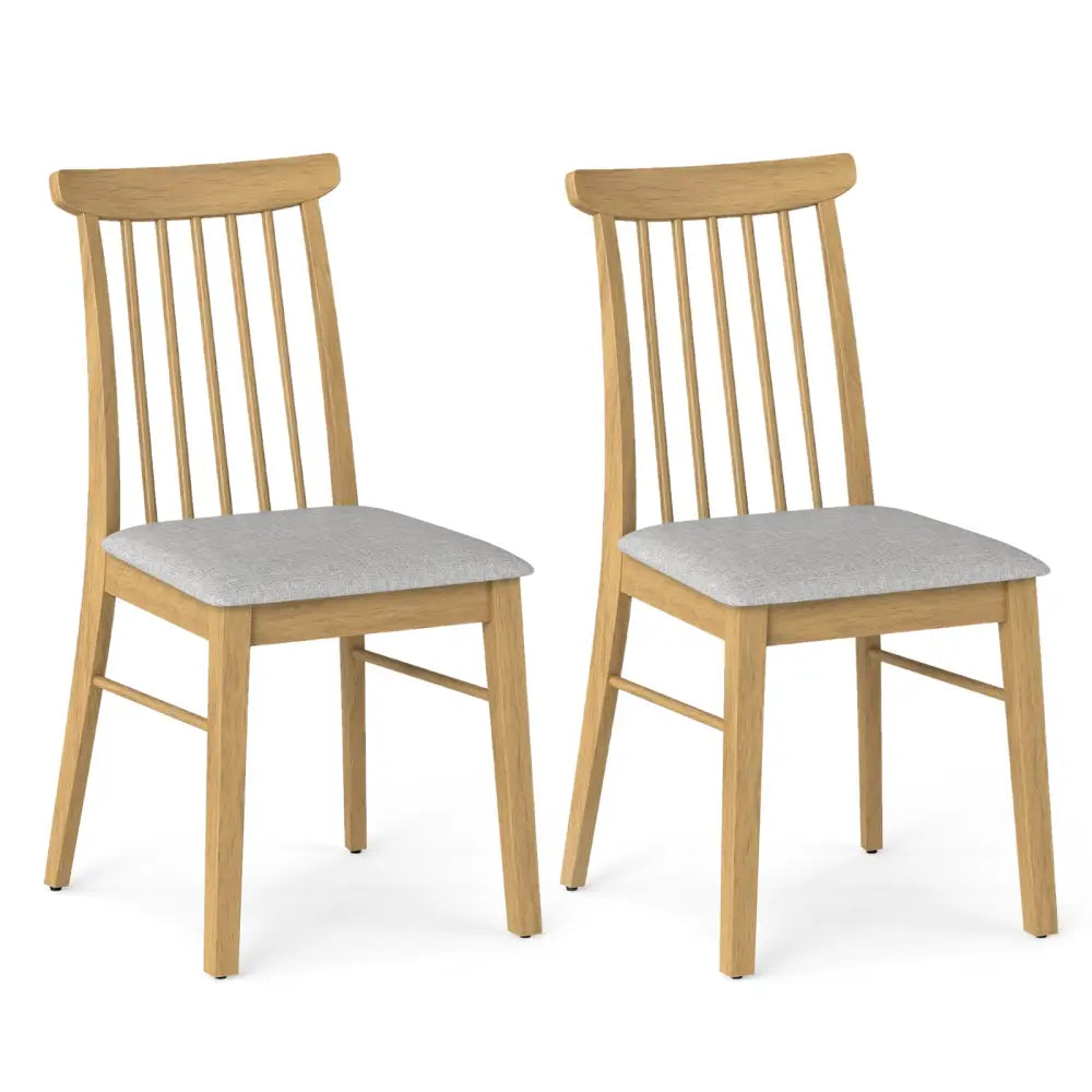 Dining Chairs Set of 2 Fabric Upholstered Kitchen Armless Chairs with Rubber Wood Frame-Natural - Natural - Dining