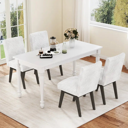 Dining Chairs Set of 2 Fabric Upholstered Kitchen Chairs with Padded Seatand Rubber Wood Legs-Grey - Gray & White