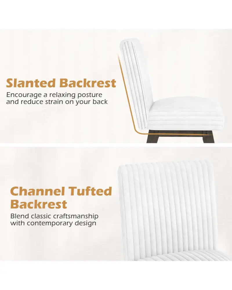 Dining Chairs Set of 2 Fabric Upholstered Kitchen Chairs with Padded Seatand Rubber Wood Legs-White + Grey - Gray &
