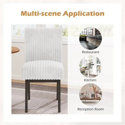 Dining Chairs Set of 2 Fabric Upholstered Kitchen Chairs with Padded Seatand Rubber Wood Legs-Grey - Gray & White