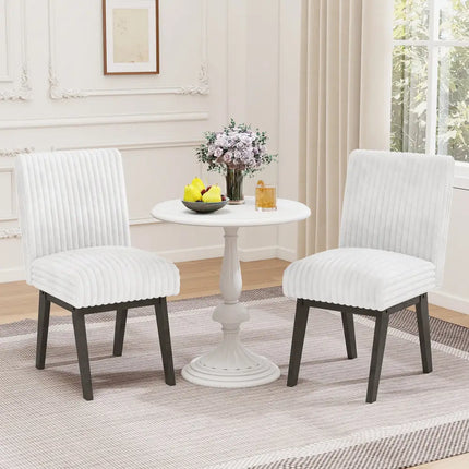 Dining Chairs Set of 2 Fabric Upholstered Kitchen Chairs with Padded Seatand Rubber Wood Legs-Grey - Gray & White