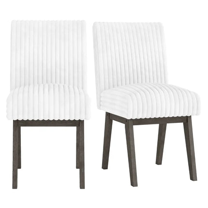 Dining Chairs Set of 2 Fabric Upholstered Kitchen Chairs with Padded Seatand Rubber Wood Legs-Grey - Gray & White
