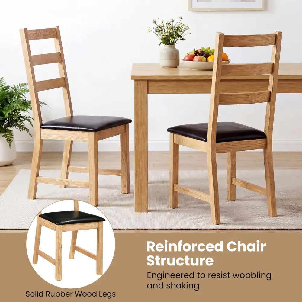 Dining Chairs Set of 2 Farmhouse Dining Room Chairs with Hollowed Backrest-Natural - Natural - Dining Chairs